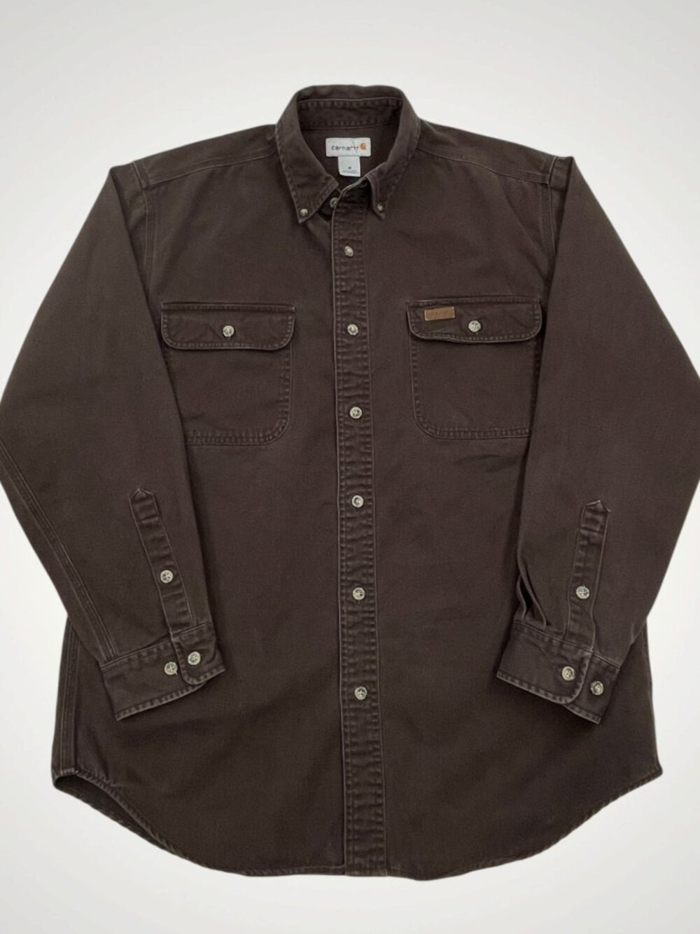CARHARTT S09DKB S09 Canvas Twill Work Shirt Heavyweight Dark Brown Men’s M